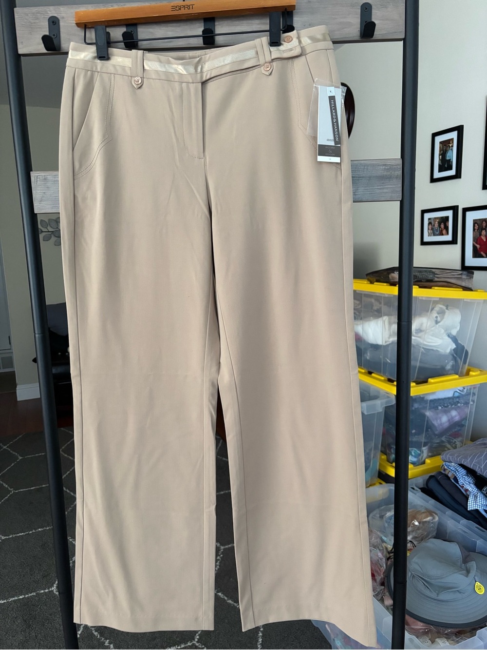 Hillard & Hanson Women's Wide-Leg Trousers in Beige